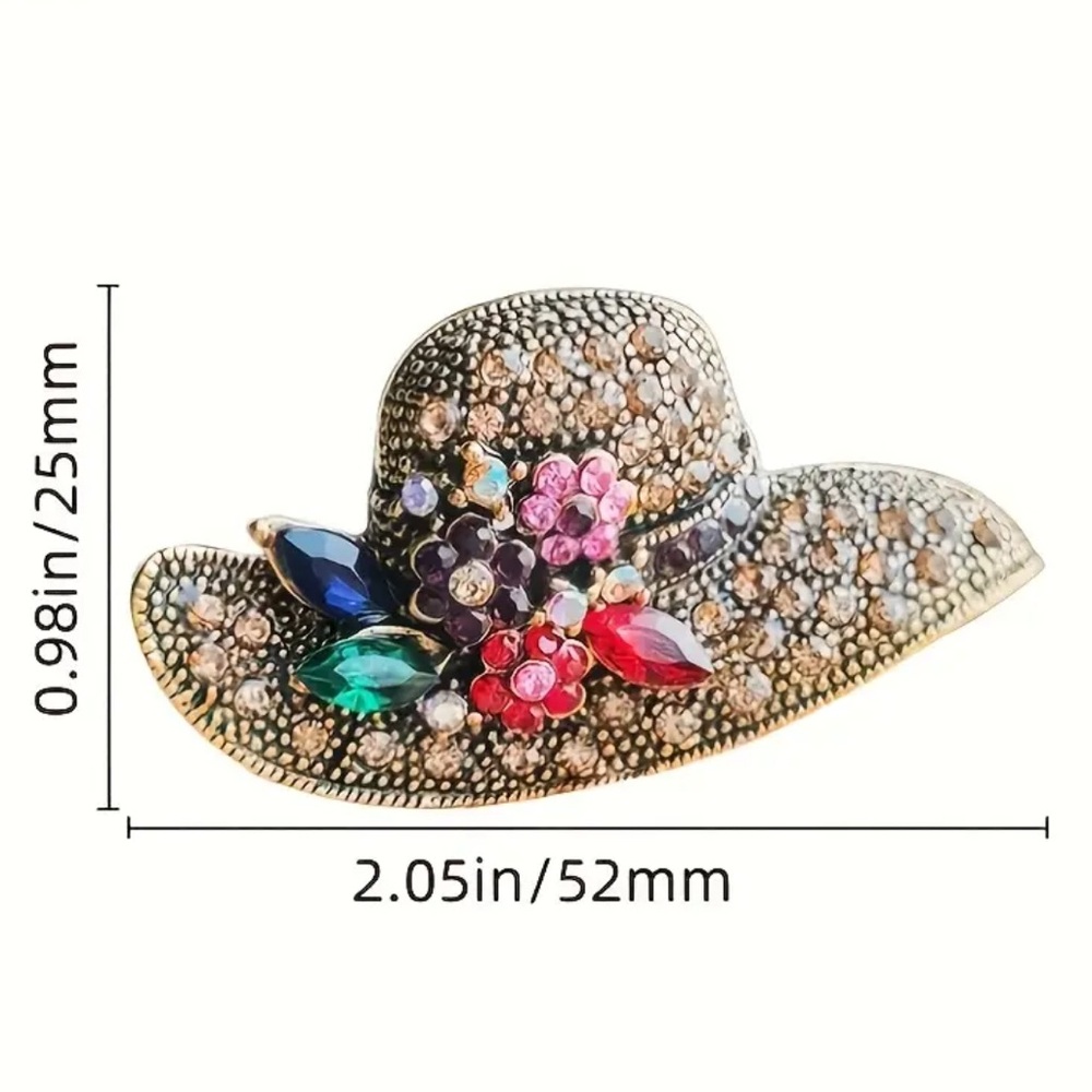 Colorful Rhinestone Hat Brooch - Picture 3 of 3